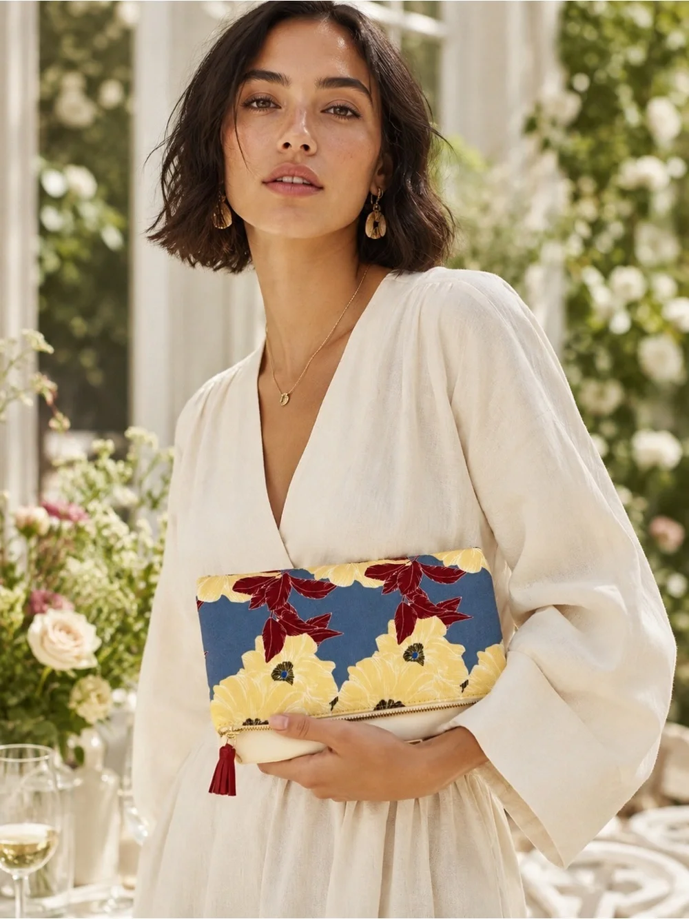 Anthropologie Rachel Pally Floral Foldover Clutch Pouch NWOT